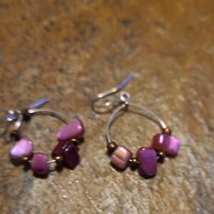 Pink and Purple Beaded Earrings